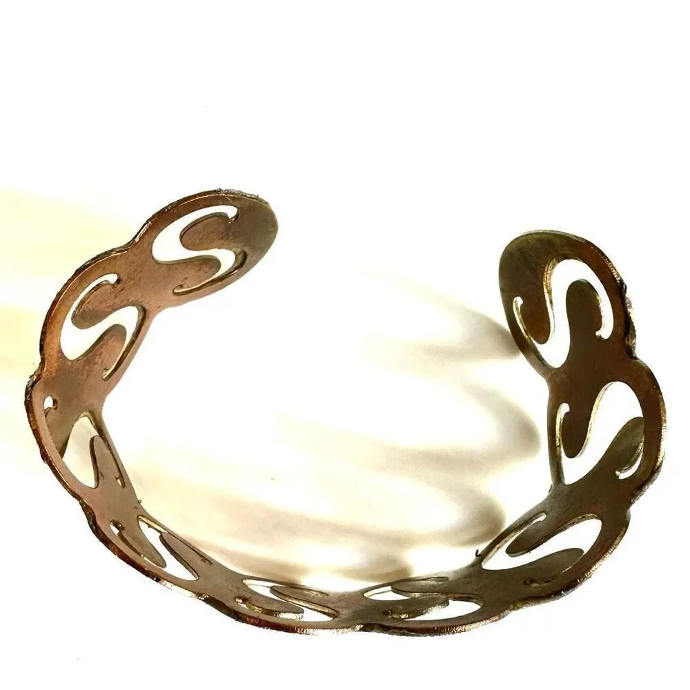 Silver gold wide cuff bracelet silver gold